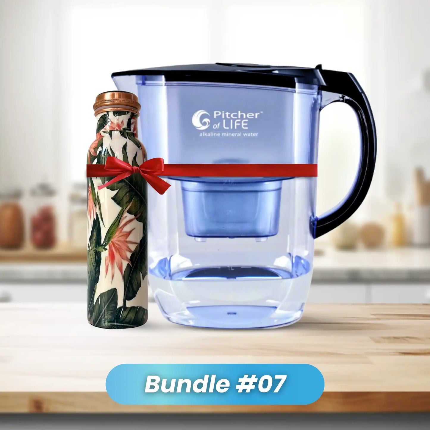 Alkaline Water Filter Pitcher with Flower Design Copper Bottle