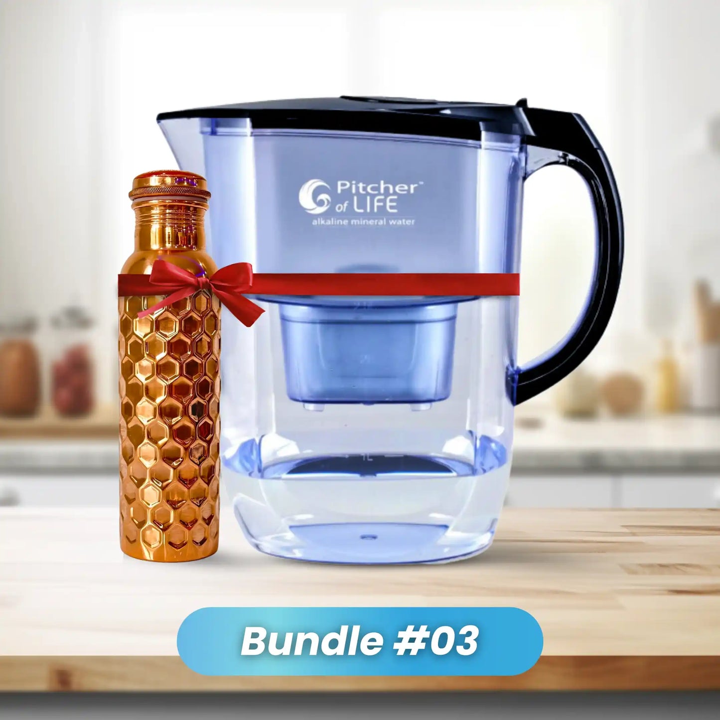 Alkaline Water Filter Pitcher with Pounded Drops Design Copper Bottle