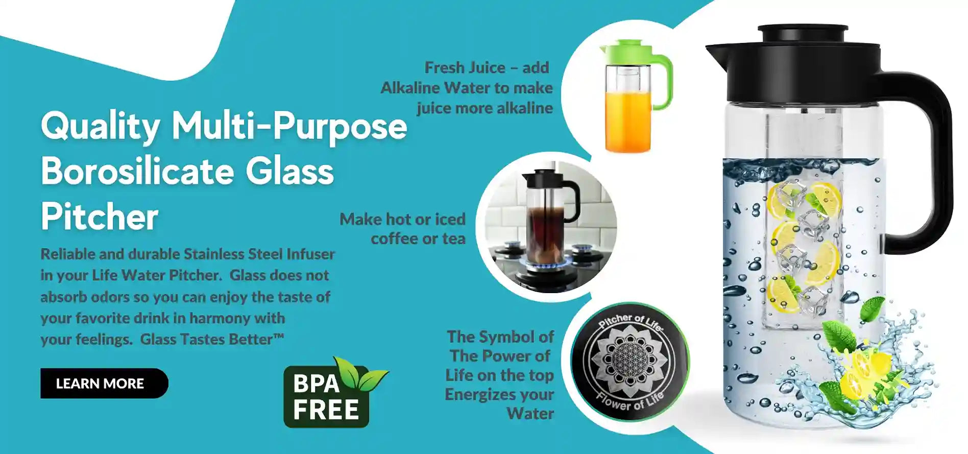 borosilicate glass pitcher with infuser