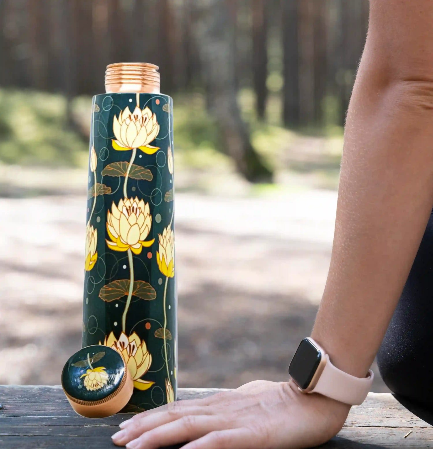 aquahydrate copper bottle lotus design