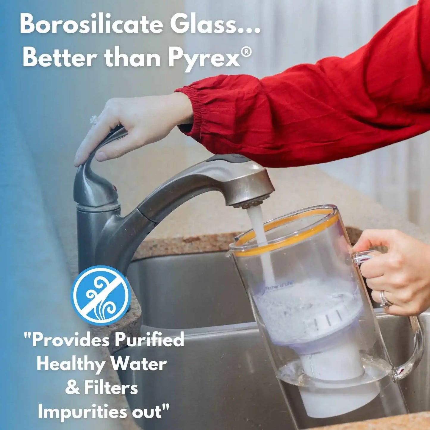 Borosilicate Glass Pitcher of Life with Bamboo Lid Stainless Steel Underside