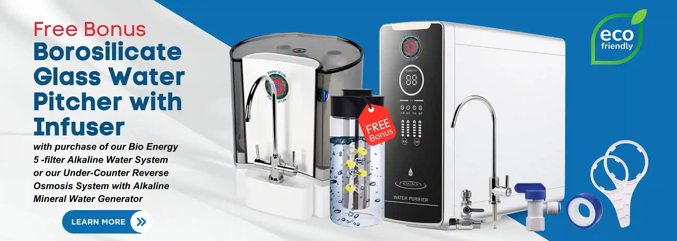 water pitcher with infuser free on reverse osmosis and bio energy water system