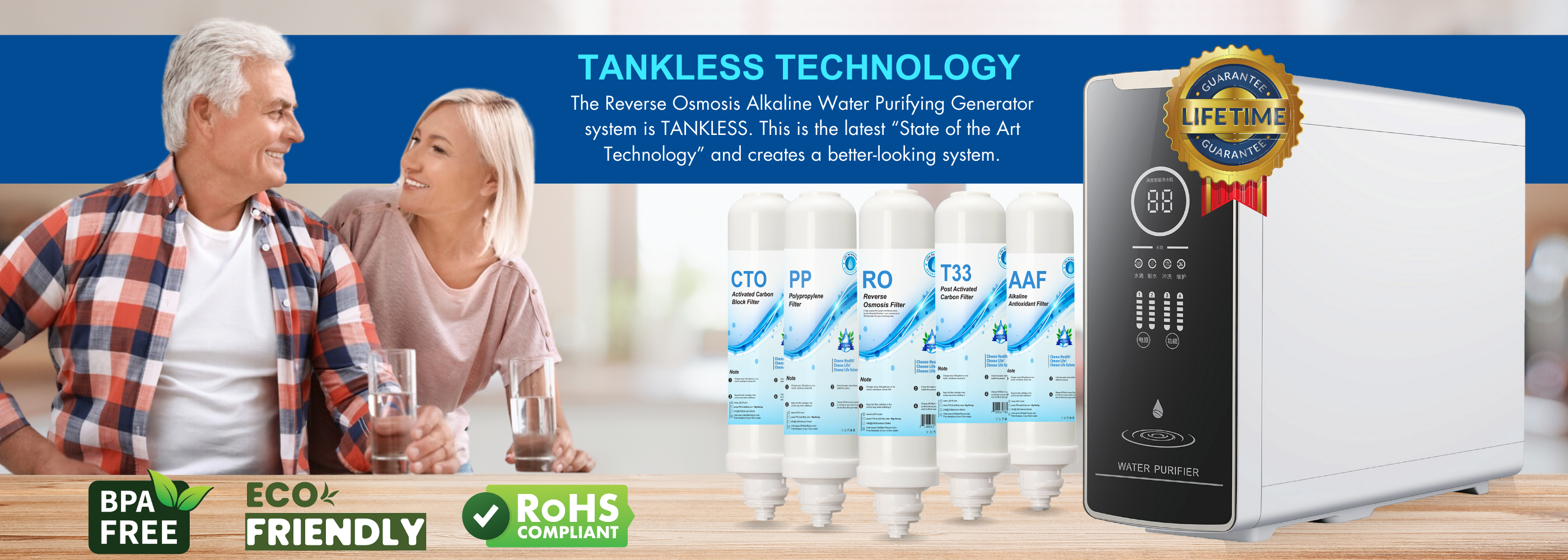 reverse osmosis alkaline water system with replacement filters 