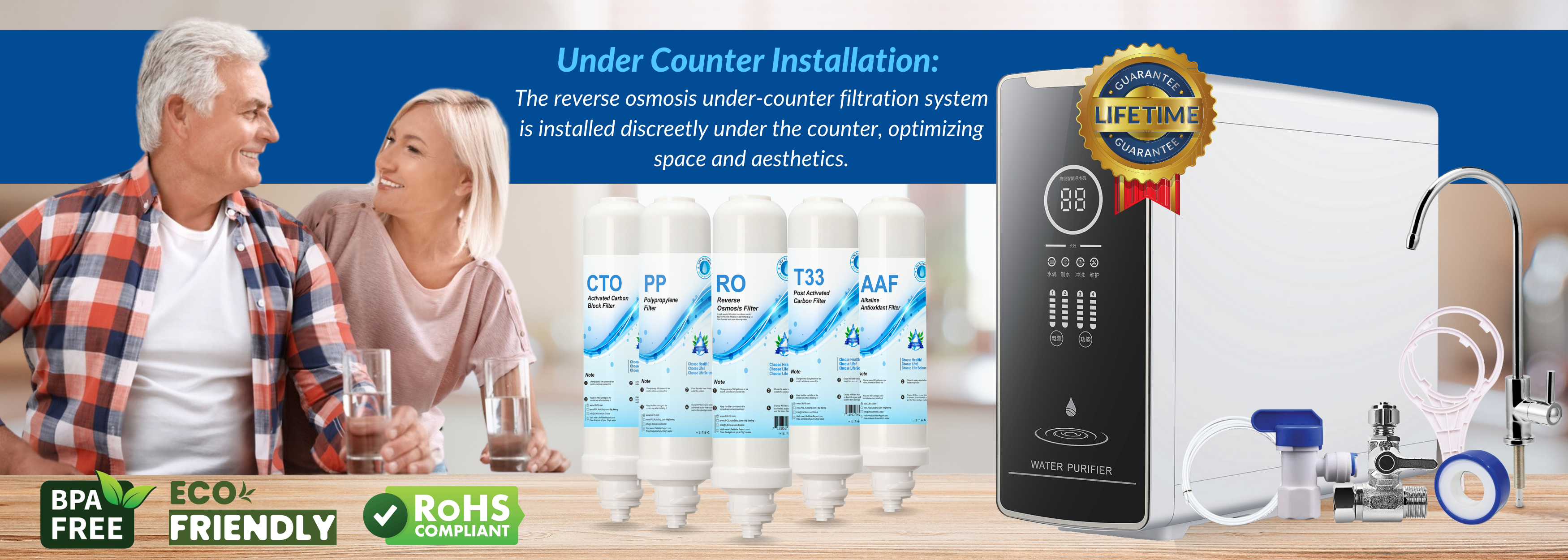 reverse osmosis alkaline water purifier under counter system