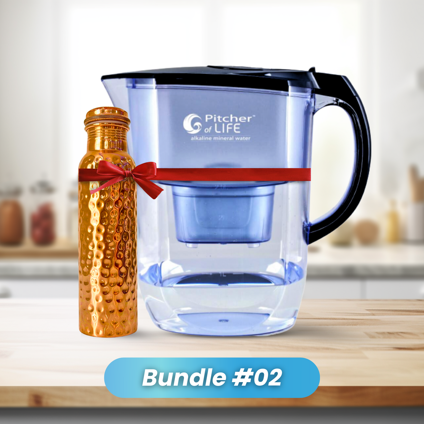 Flower of Life Alkaline Water PITCHER with Copper Bottle