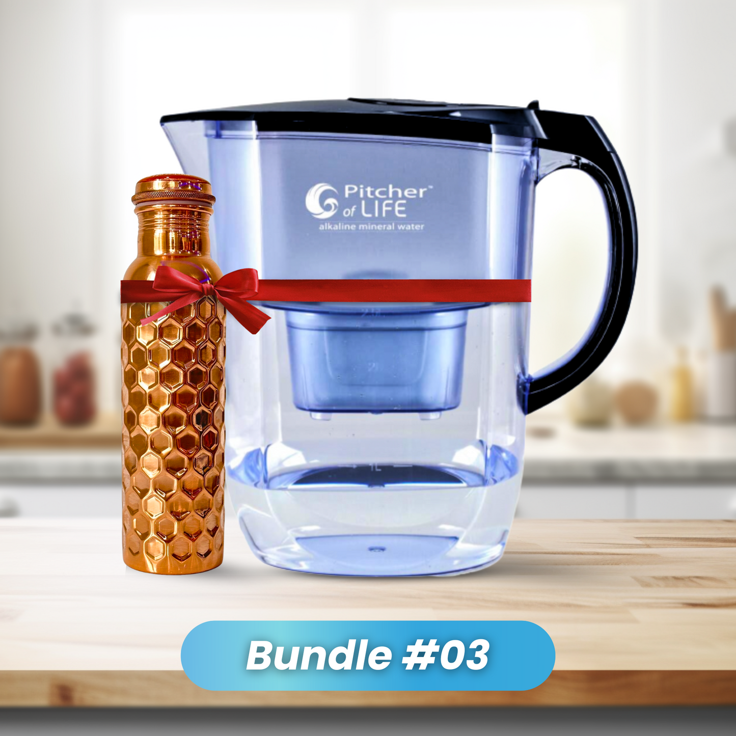 Flower of Life Alkaline Water PITCHER with Copper Bottle