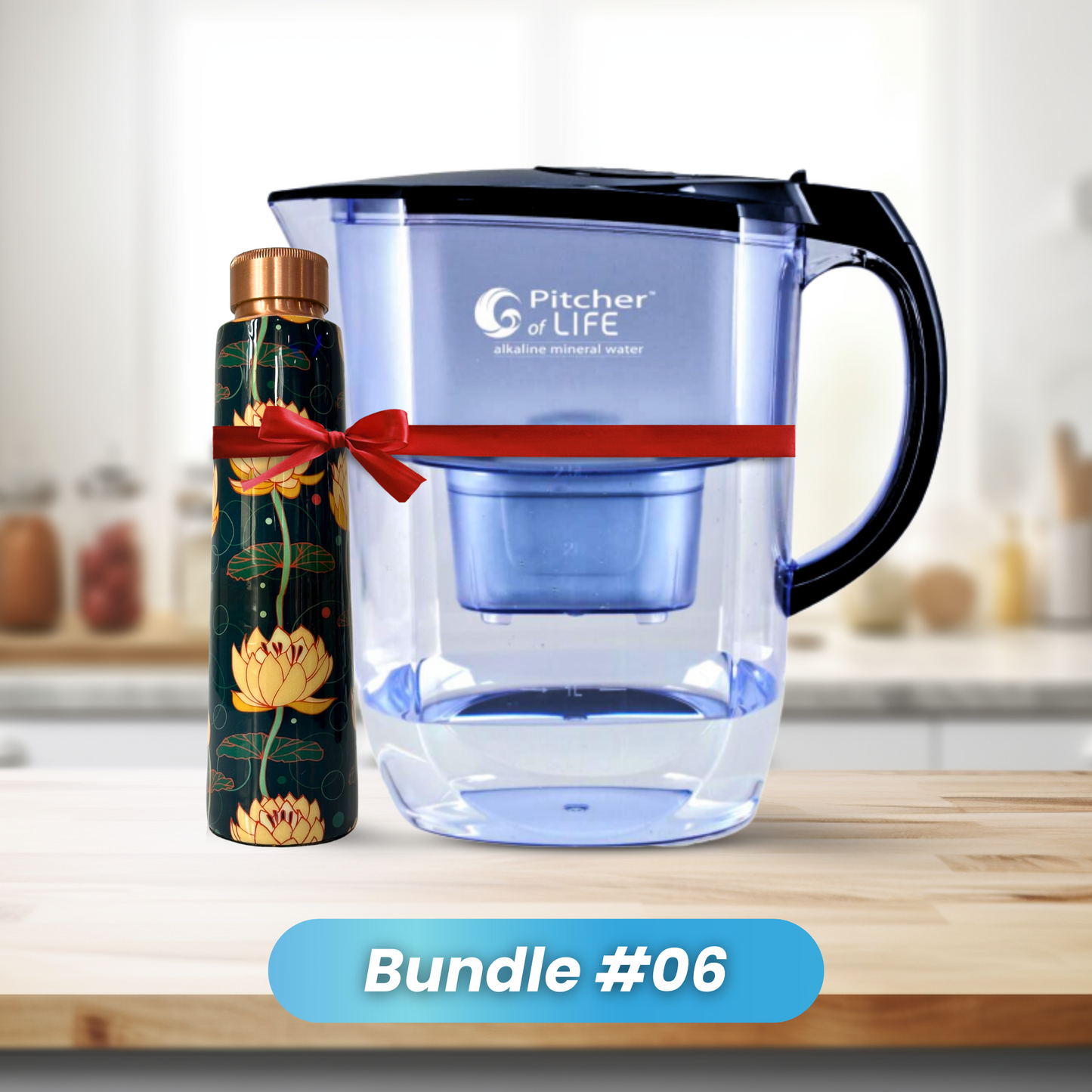 Flower of Life Alkaline Water PITCHER with Copper Bottle