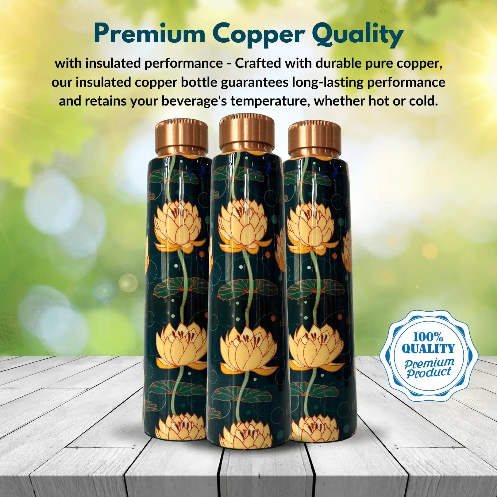 premium copper bottle lotus