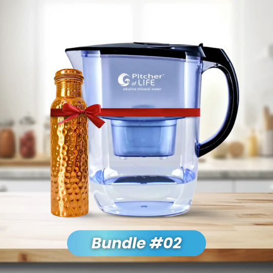 Alkaline Water Filter Pitcher with Pounded Design Copper Bottle