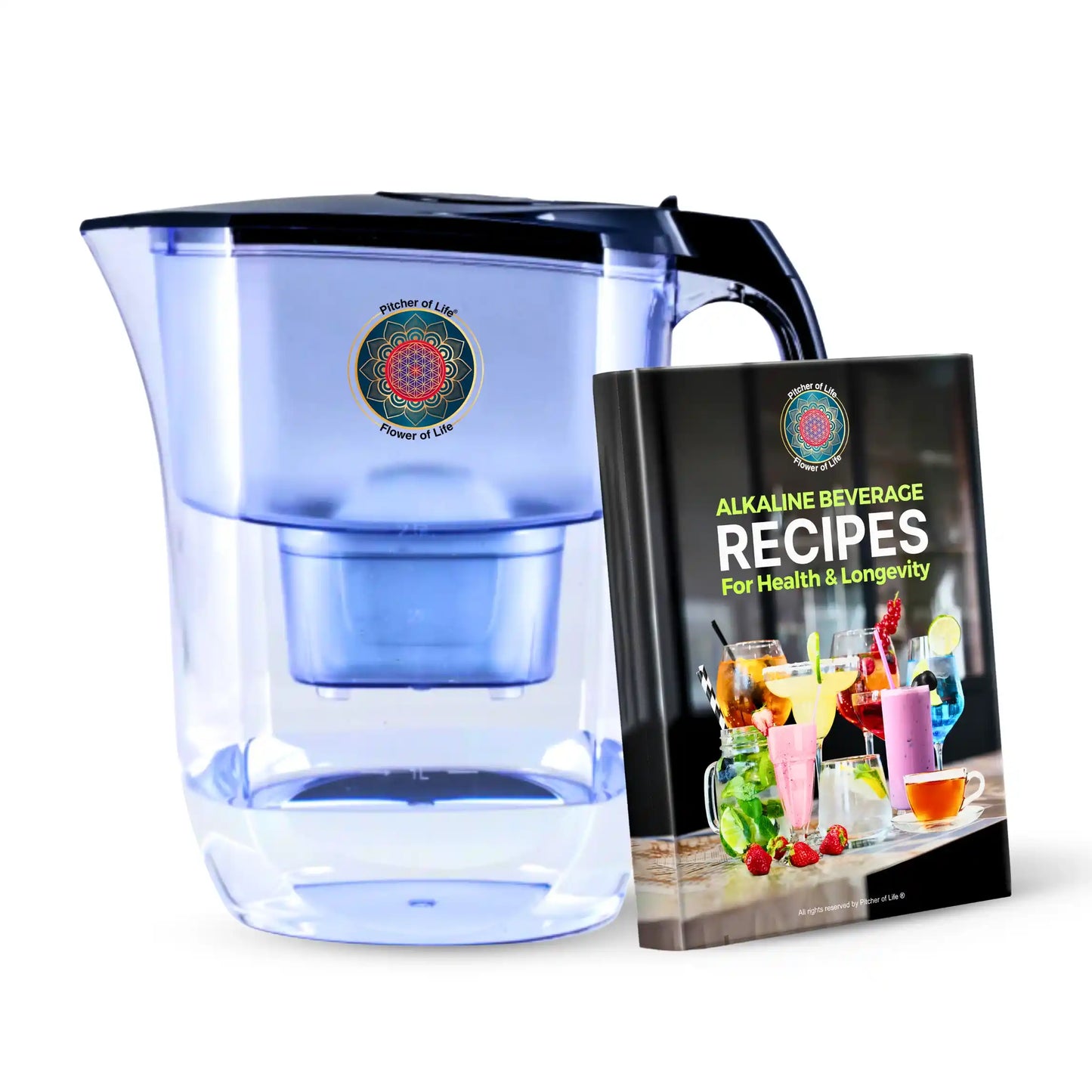 POL BPA Free Alkaline Water PITCHER OF LIFE®  with Flower of Life & Alkaline Beverages Reciepes