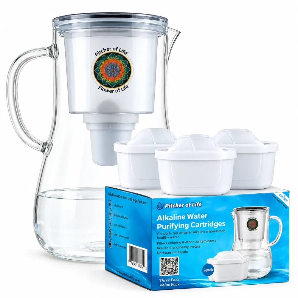Family Deal Borosilicate Glass Pitcher of Life with 3Pack Replacement Bundler Save $33