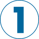 Blue number '1' inside a white circle