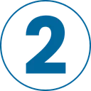 Blue number '2' on a white background