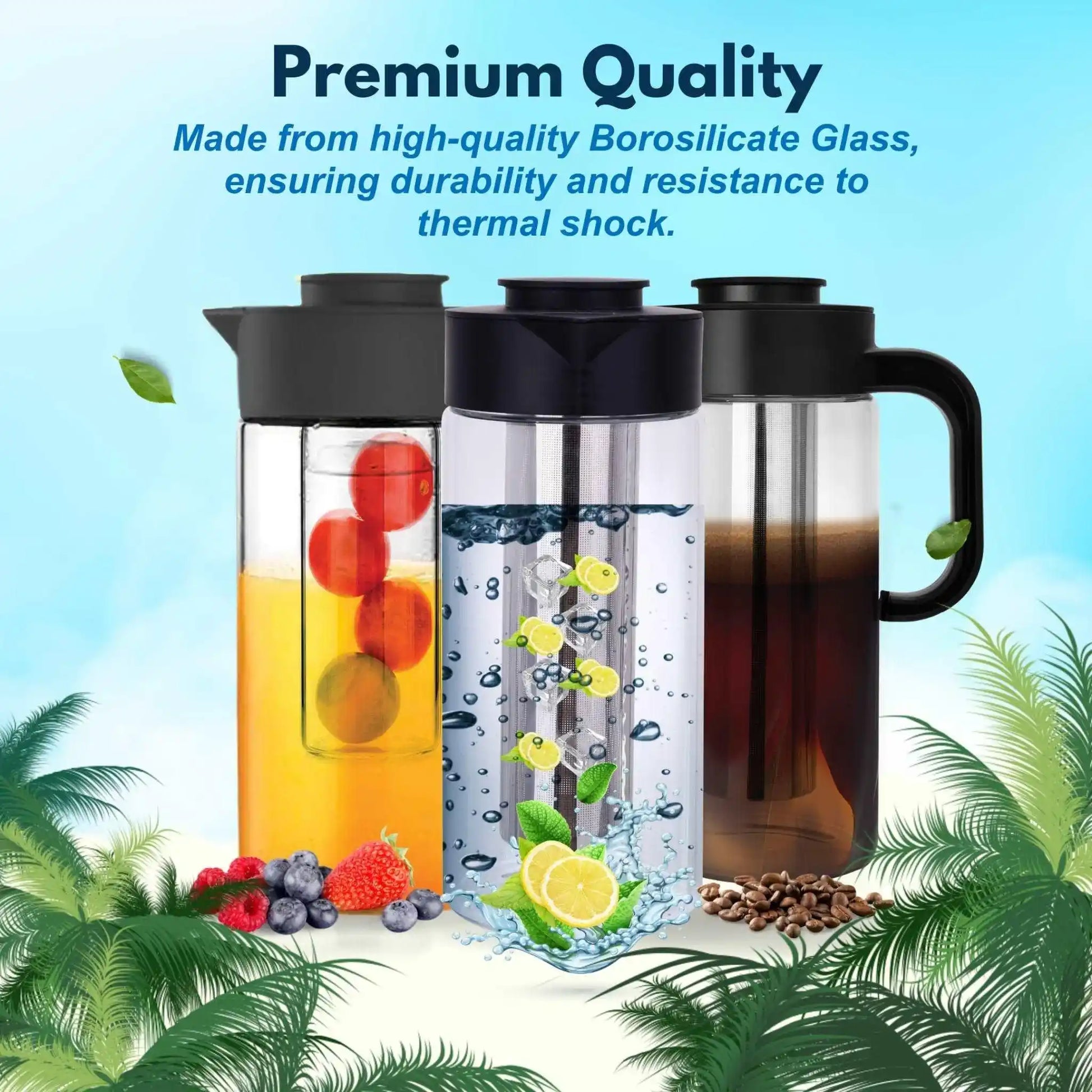 Borosilicate Glass Water Pitcher with Infuser 1.5 Liter