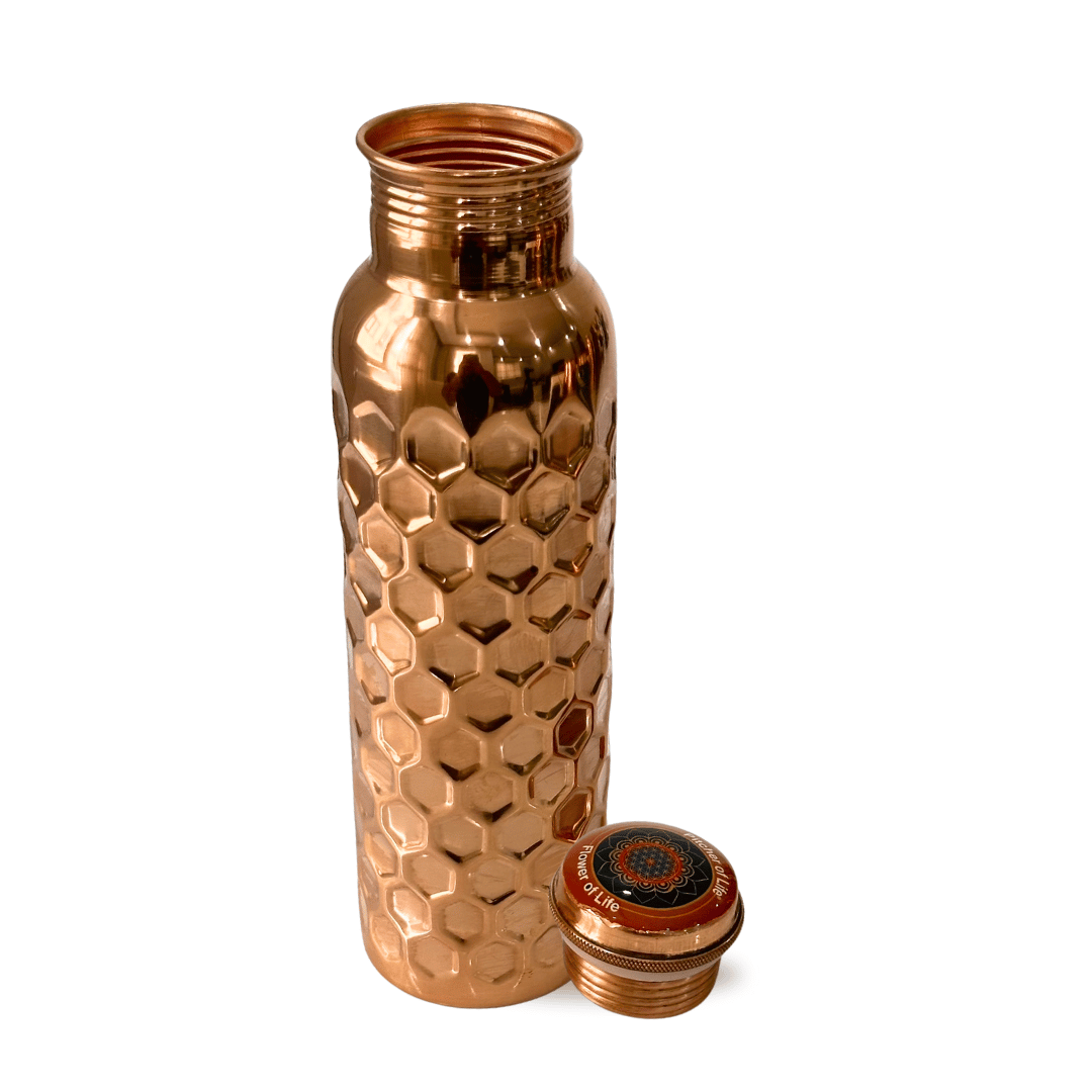 950mL Pure Copper Bottle - Pounded Drops Design