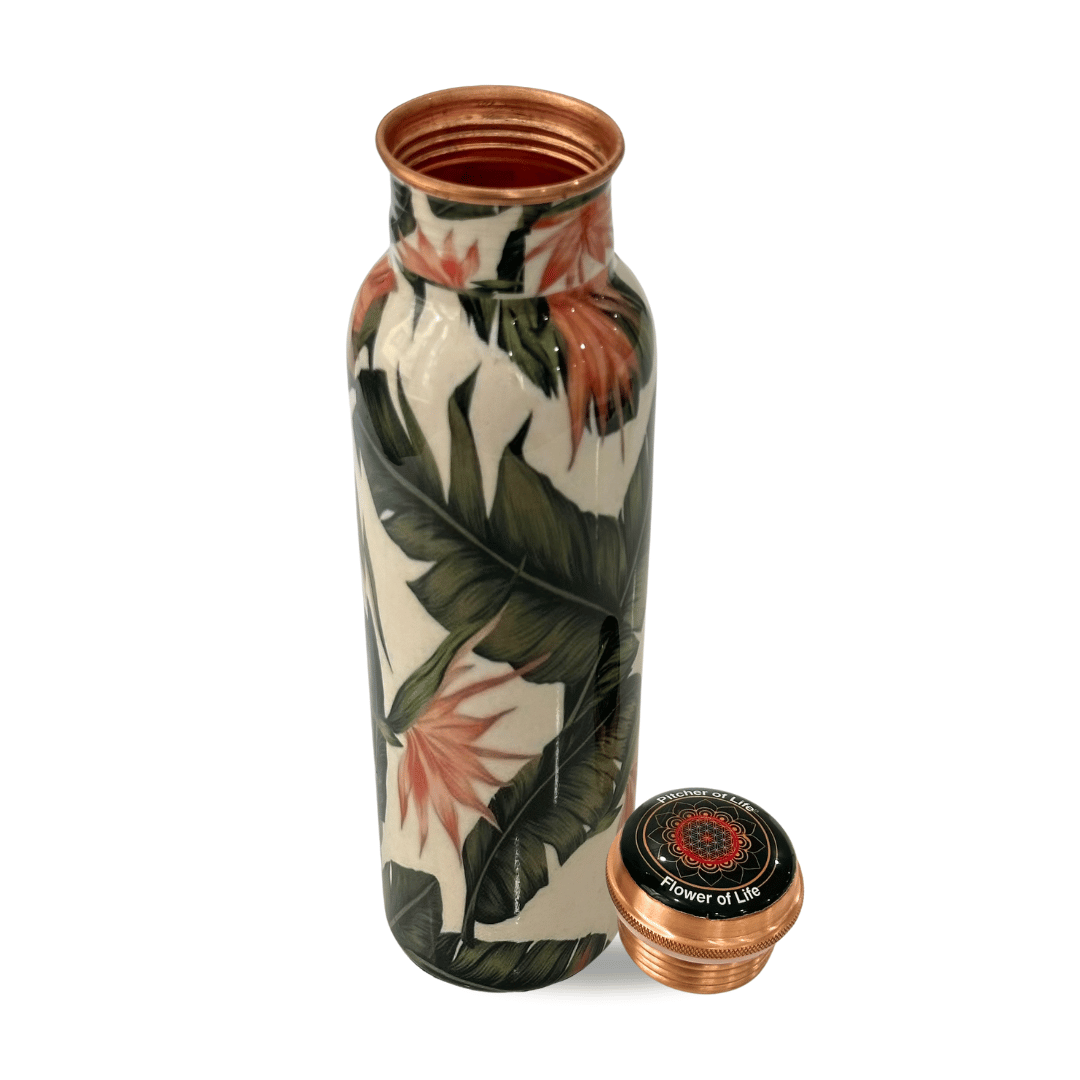950mL Pure Copper Bottle - Flowers Design