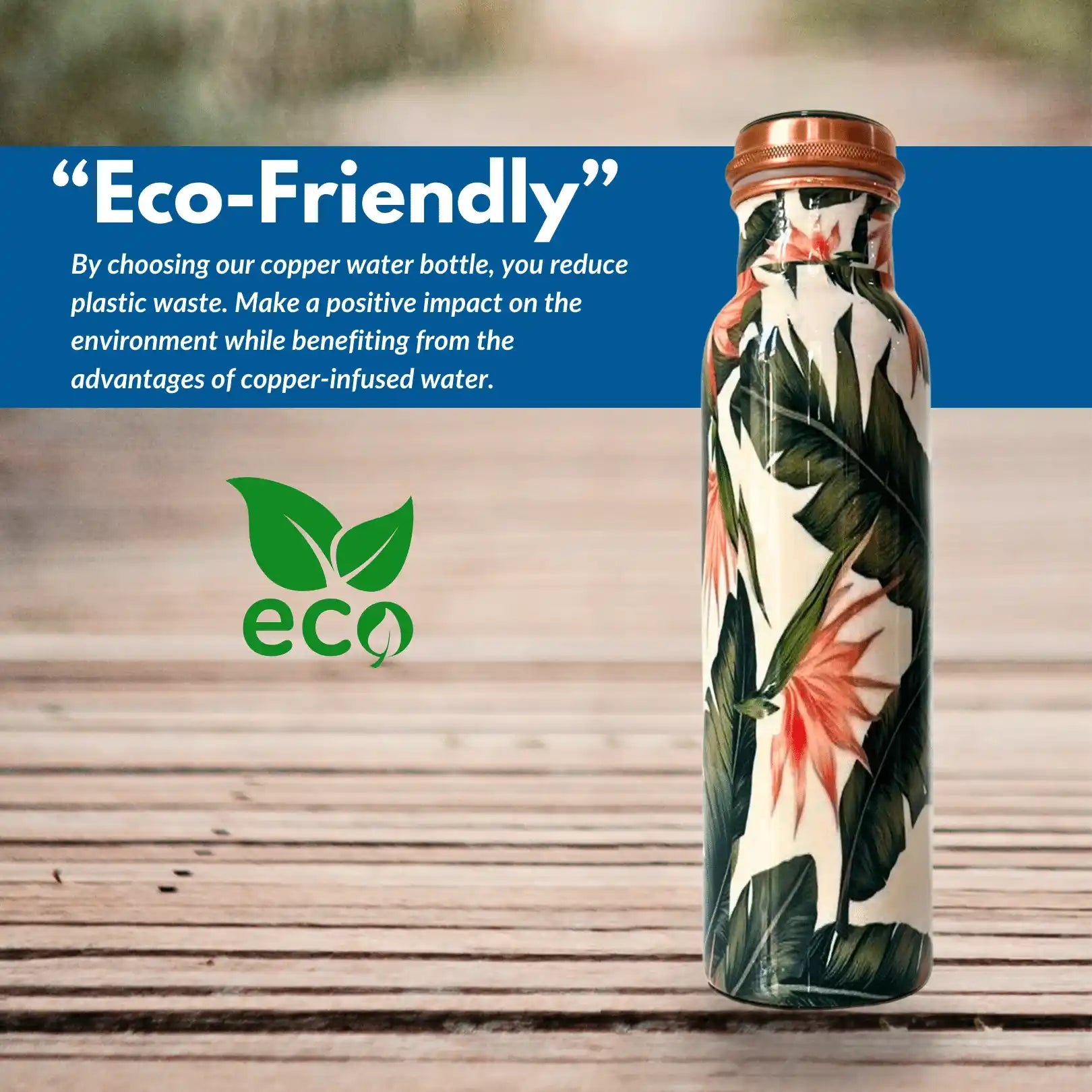950mL Copper Drinking Bottle-Floral Design –Pitcher of Life 950mL Copper Drinking Bottle-Floral Design –Pitcher of Life