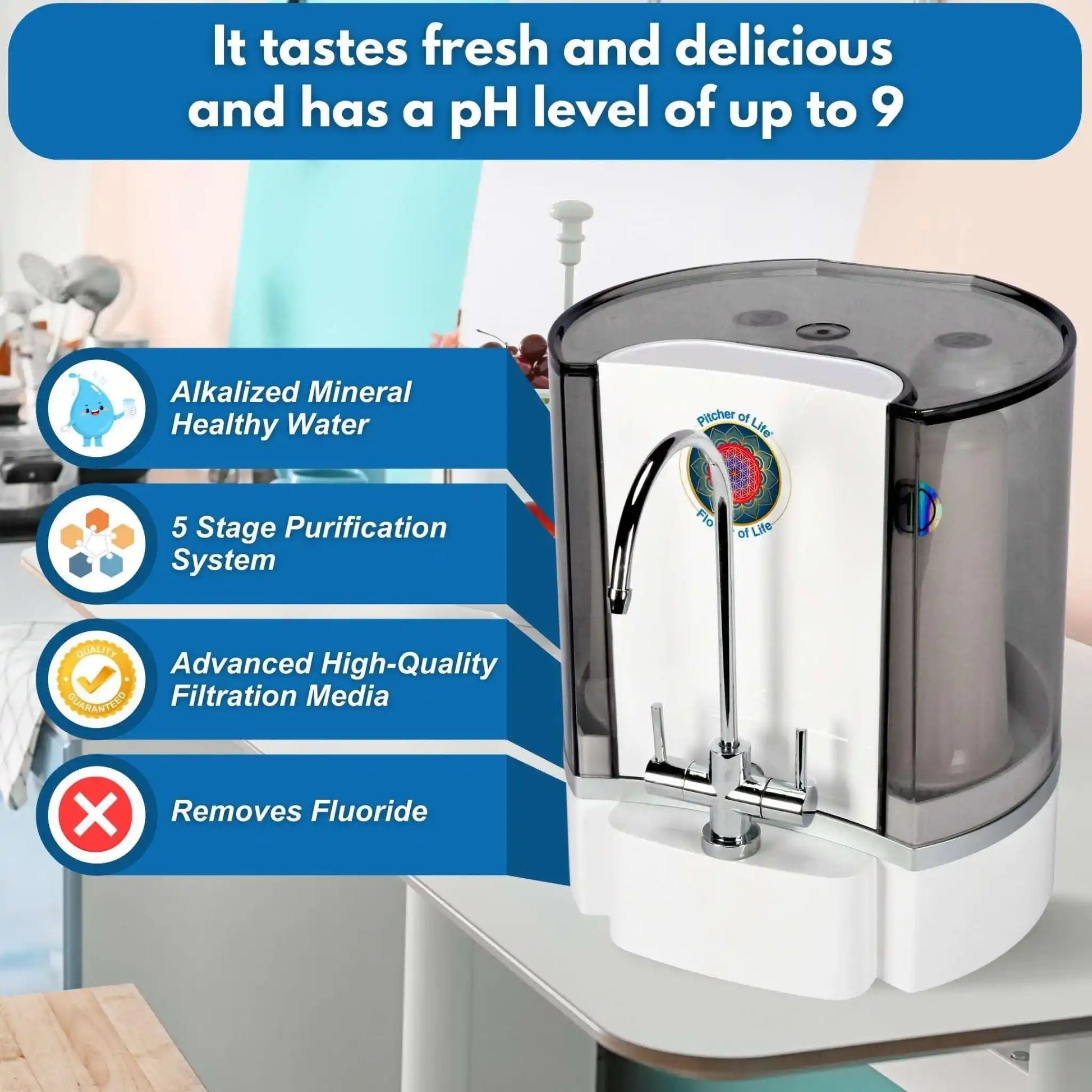 Hydrogen Alkaline Bio-Energy Water System + Free Pitcher & Infuser