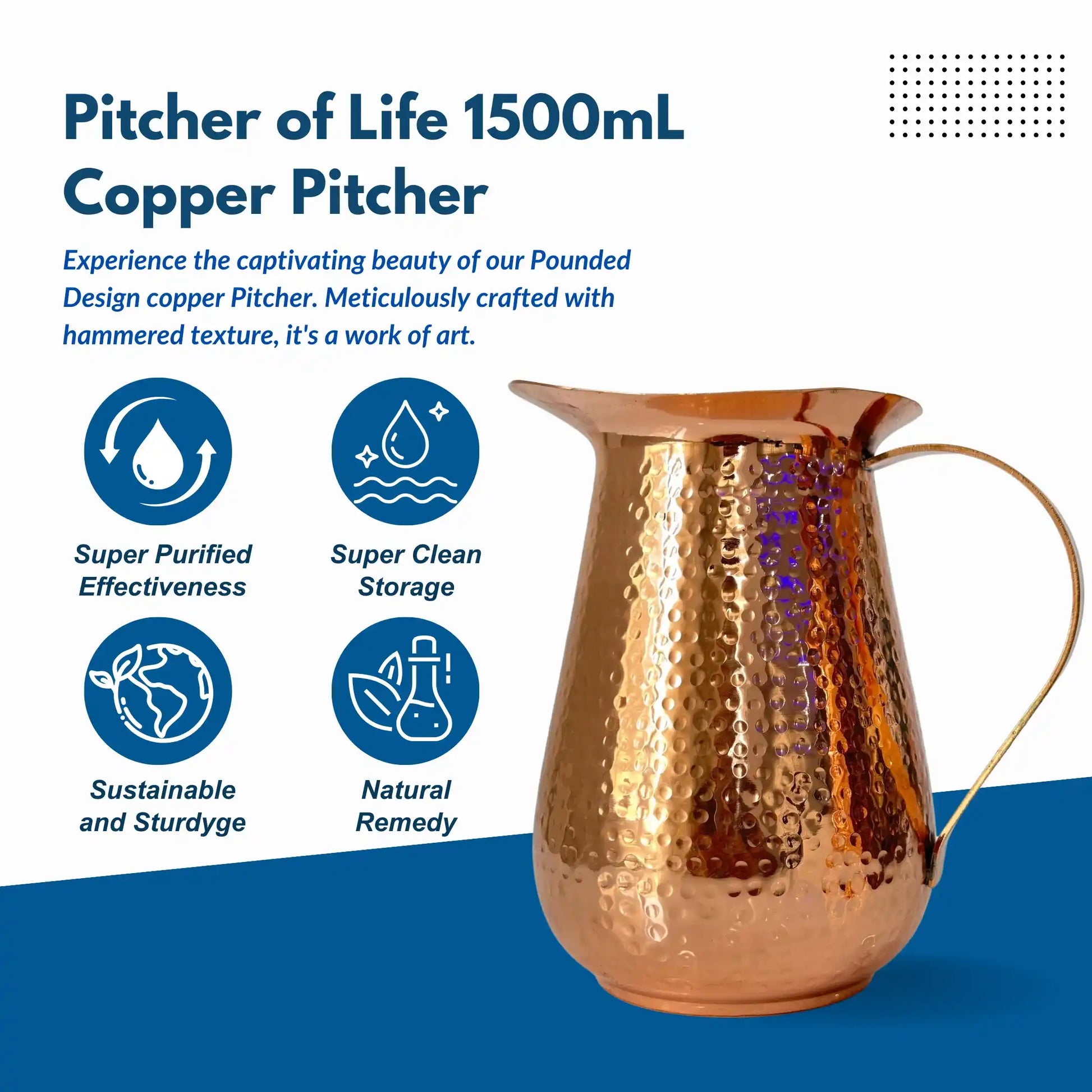 copper pitcher pounded design